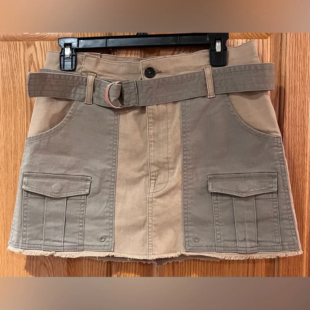FRAME Paperbag High-Rise‎ Raw Hem Stretch Cotton Mini Skirt Cargo Multi Size 27 - Picture 8 of 16